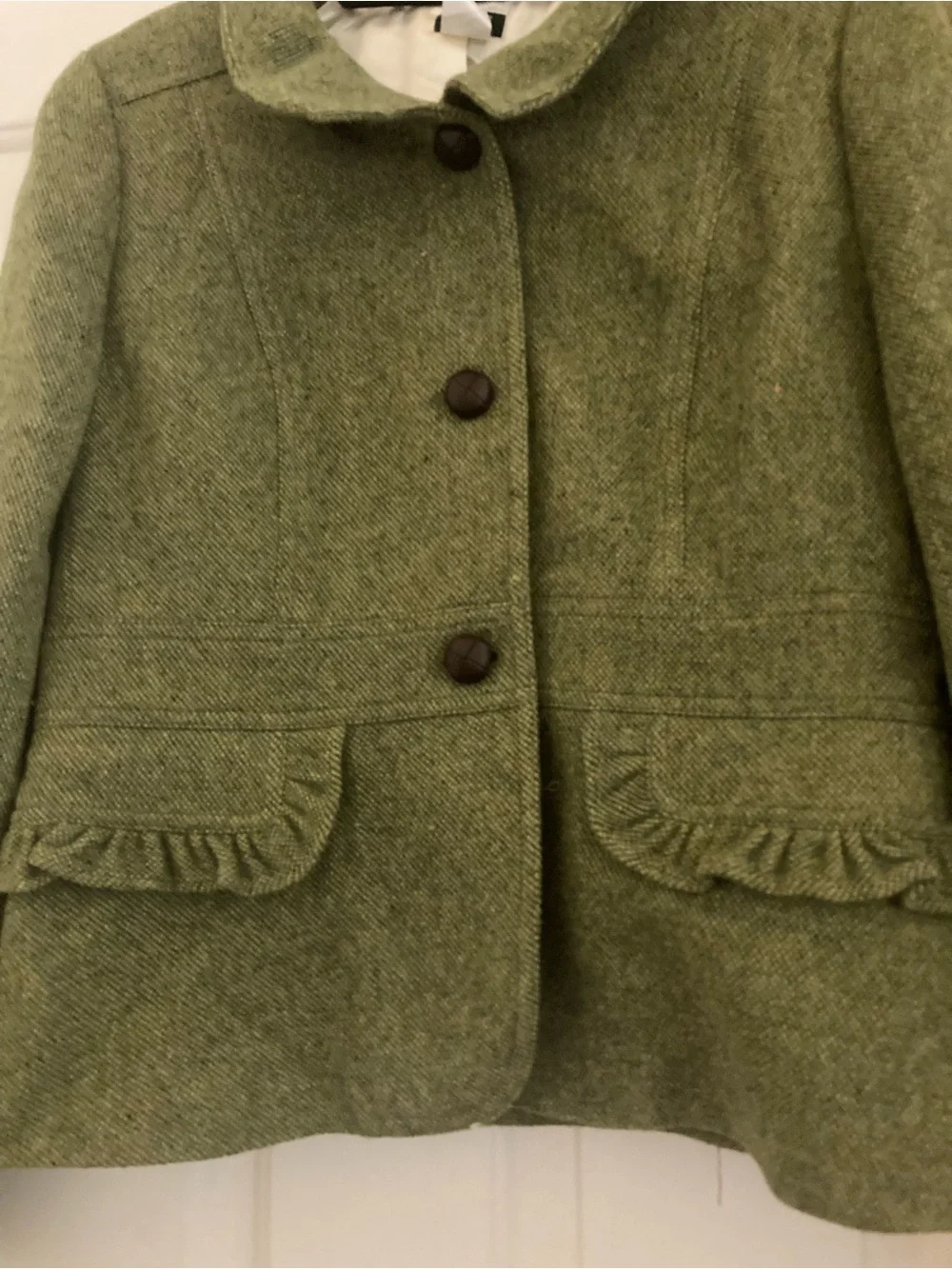 J. Crew Factory Olive Green Wool-Blend Button Jacket